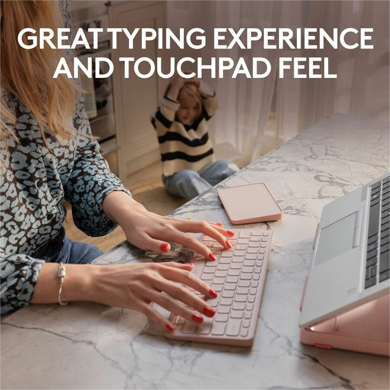 Logitech Casa Pop-Up Desk Work From Home Kit with Laptop Stand, for Laptop/MacBook (10" to 17"), Rose