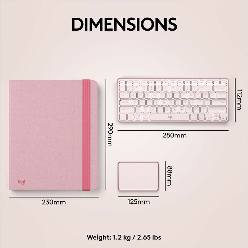 Logitech Casa Pop-Up Desk Work From Home Kit with Laptop Stand, for Laptop/MacBook (10" to 17"), Rose