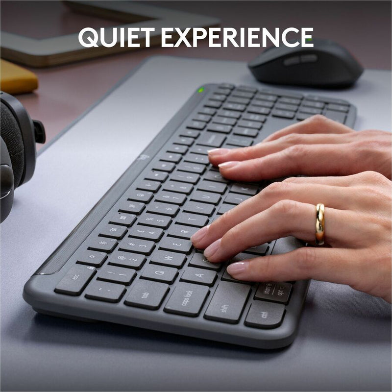 Logitech MK955 Signature Slim Wireless Keyboard and Mouse Combo, For Larger Hands, Quiet Typing and Clicking, Graphite