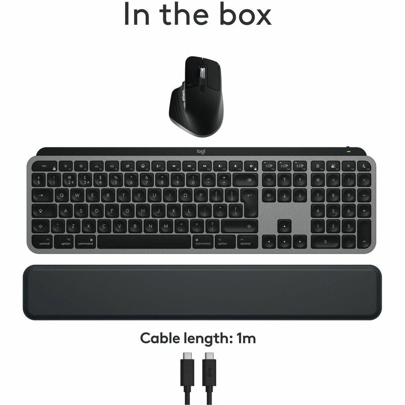 Logitech MX Keys S Combo for Mac, Wireless Keyboard and Mouse With Palm Rest, Bluetooth, Space Gray