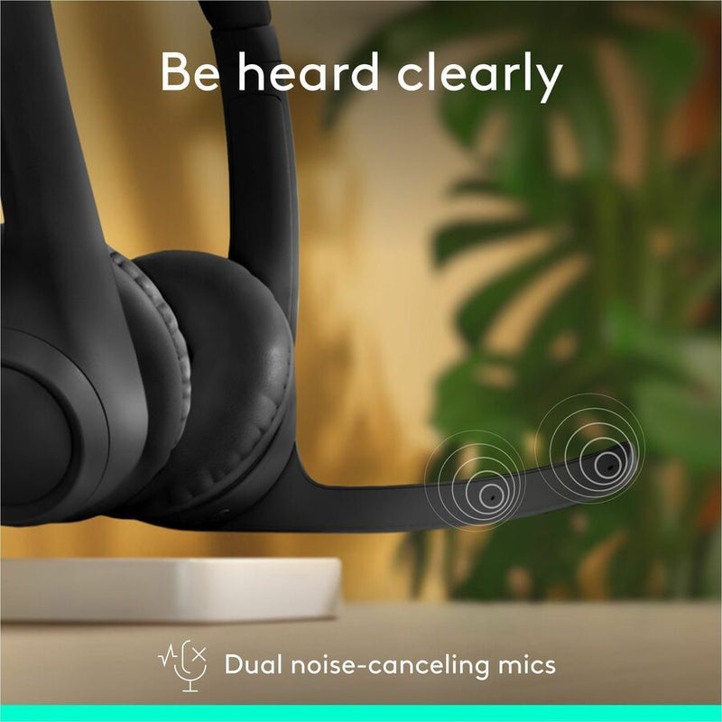 Logitech Zone 300 Wireless Bluetooth Headset With Noise-Canceling Microphone, Compatible with Windows, Mac, Chrome, Linux, iOS, iPadOS, Android - Black