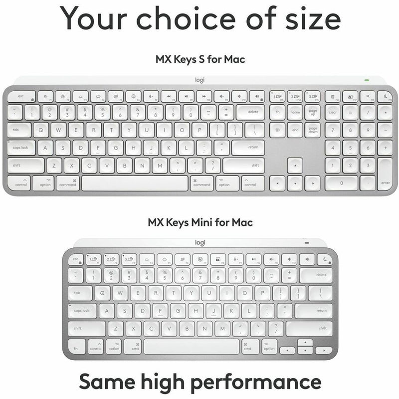 Logitech MX Keys S for Mac, Wireless Keyboard, Fluid, Precise Laptop-Like Typing, Programmable Keys, Backlit, Bluetooth USB C Rechargeable for MacBook Pro, Macbook Air, iMac, iPad (Pale Grey)