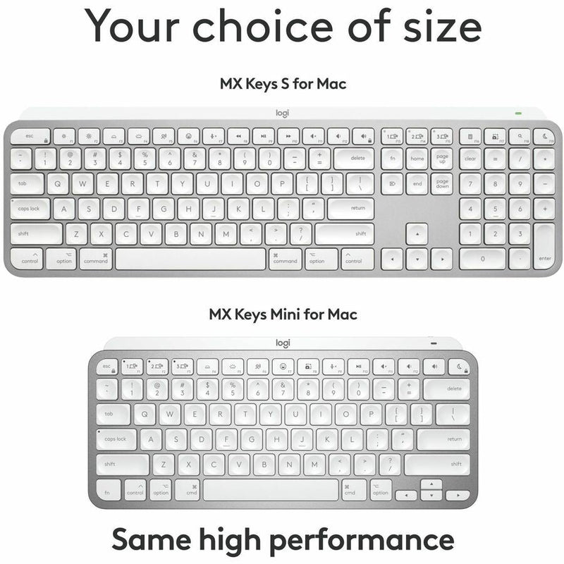 Logitech MX Keys S for Mac, Wireless Keyboard, Fluid, Precise Laptop-Like Typing, Programmable Keys, Backlit, Bluetooth, Pale Grey