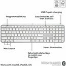 Logitech MX Keys S for Mac, Wireless Keyboard, Fluid, Precise Laptop-Like Typing, Programmable Keys, Backlit, Bluetooth, Pale Grey