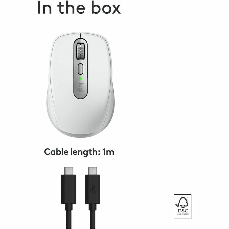 Logitech MX Anywhere 3S for Mac, Compact Wireless Bluetooth Mouse, 8K DPI Any-Surface Tracking, Quiet Clicks, USB C, Wireless Mouse for MacBook Pro, Macbook Air, iMac, iPad (Pale Grey)