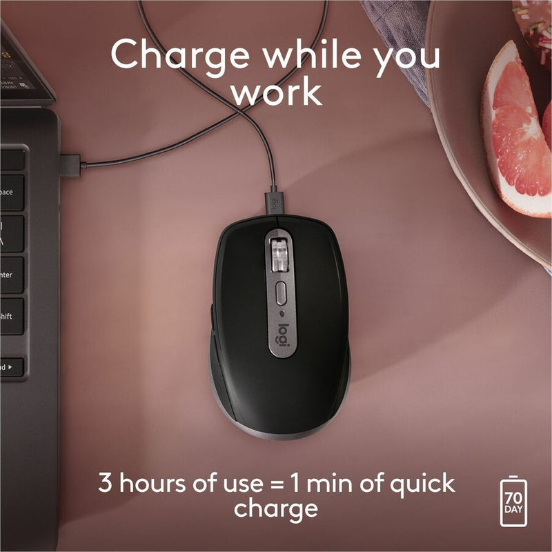 Logitech MX Anywhere 3S for Mac, Compact Wireless Bluetooth Mouse, 8K DPI Any-Surface Tracking, Quiet Clicks, USB C, Wireless Mouse for MacBook Pro, Macbook Air, iMac, iPad (Space Grey)