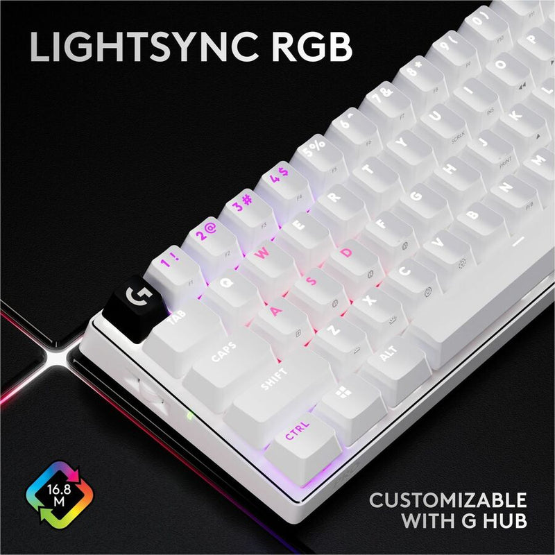 Logitech G PRO X 60 LIGHTSPEED Wireless Gaming Keyboard, Ultra Compact TKL 60% Mechanical Keyboard for Windows PC, LIGHTSYNC RGB, Dual-Shot PBT Keycaps, GX Optical Tactile Switches, White