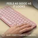 Logitech Pebble Keys 2 K380s, Multi-Device Bluetooth Wireless Keyboard with Customizable Shortcuts, Tonal Rose