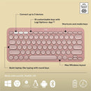 Logitech Pebble Keys 2 K380s, Multi-Device Bluetooth Wireless Keyboard with Customizable Shortcuts, Tonal Rose