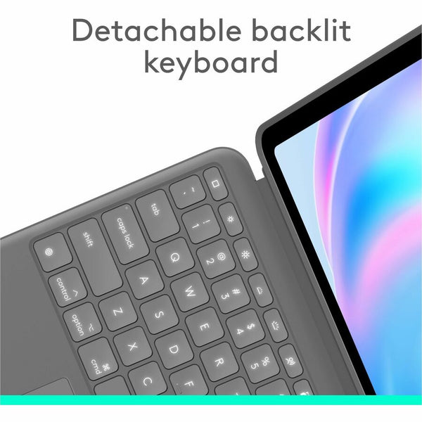 Logitech Combo Touch iPad Air 13-inch (M2)(2024) Keyboard Case - Detachable backlit keyboard with kickstand, comfortable typing, multi-use mode - Oxford Grey