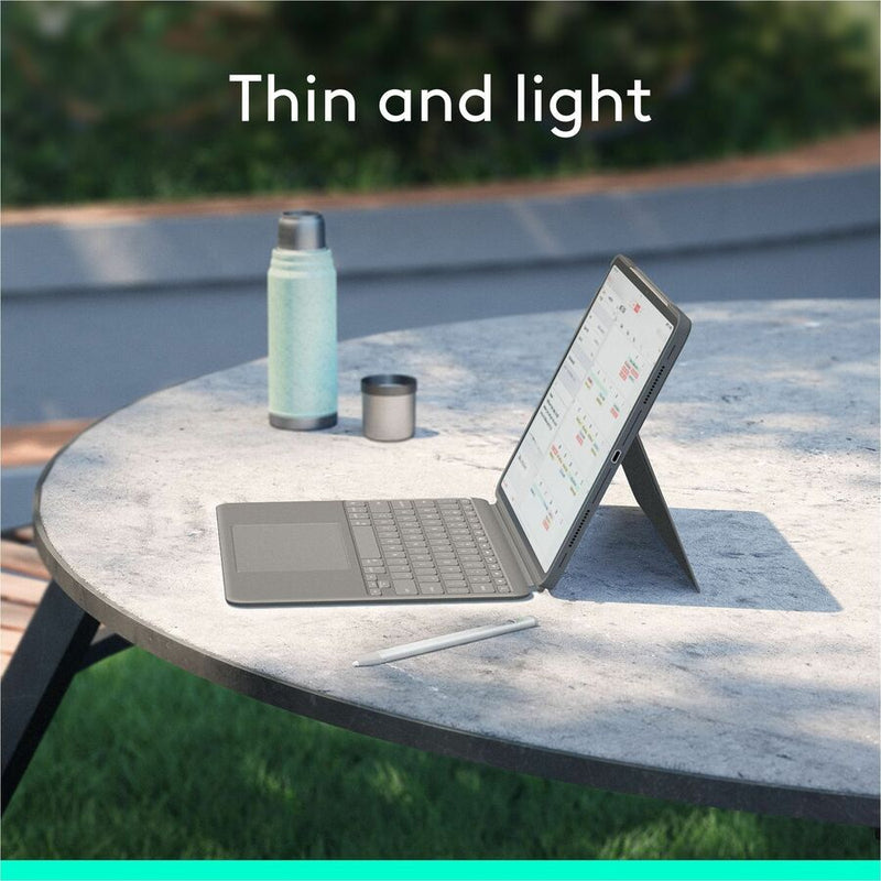 Logitech Combo Touch iPad Air 13-inch (M2)(2024) Keyboard Case - Detachable backlit keyboard with kickstand, comfortable typing, multi-use mode - Oxford Grey