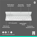 Logitech Keys-To-Go 2 Portable Bluetooth Keyboard for Tablet With Built-in Cover, Slim and Compact Wireless Keyboard for Windows, Android, Linux, iPad, iPhone, Mac, Apple TV (Pale Grey)