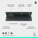 Logitech Keys-To-Go 2 Portable Bluetooth Keyboard for Tablet With Built-in Cover, Slim and Compact Wireless Keyboard for Windows, Android, Linux, iPad, iPhone, Mac, Apple TV (Graphite)