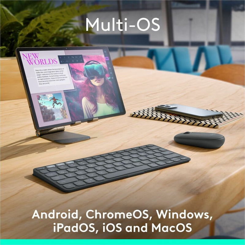 Logitech Keys-To-Go 2 Portable Bluetooth Keyboard for Tablet With Built-in Cover, Slim and Compact Wireless Keyboard for Windows, Android, Linux, iPad, iPhone, Mac, Apple TV (Lilac)