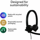 Logitech H570e USB Wired Stereo Headset, USB-C, Noise-Canceling Mics, Inline Controls, Certified for Microsoft Teams, Black