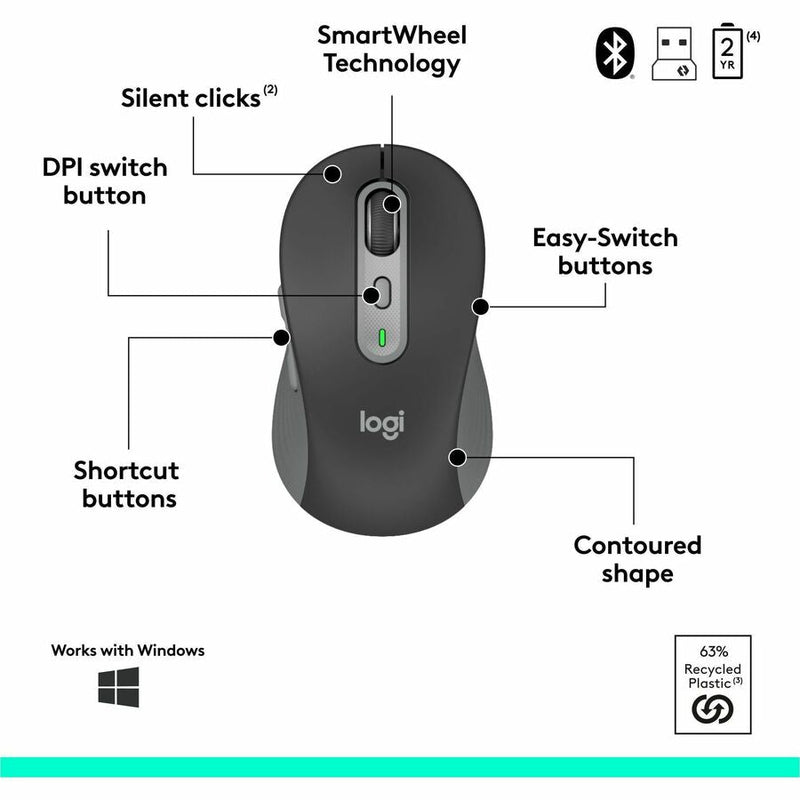 Logitech Signature Slim MK955 Combo for Business, Copilot Edition, Wireless Keyboard and Mouse, Graphite
