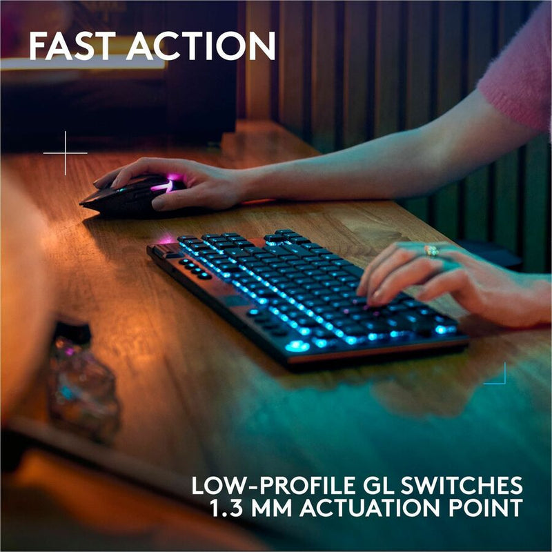 Logitech G915 X LIGHTSPEED TKL Low-Profile Wireless Gaming Keyboard, Double-Shot PBT Keycaps, Fully Programmable Keys, RGB Backlighting, Sleek Aluminum Finishing, GL Brown Tactile - PC/Mac