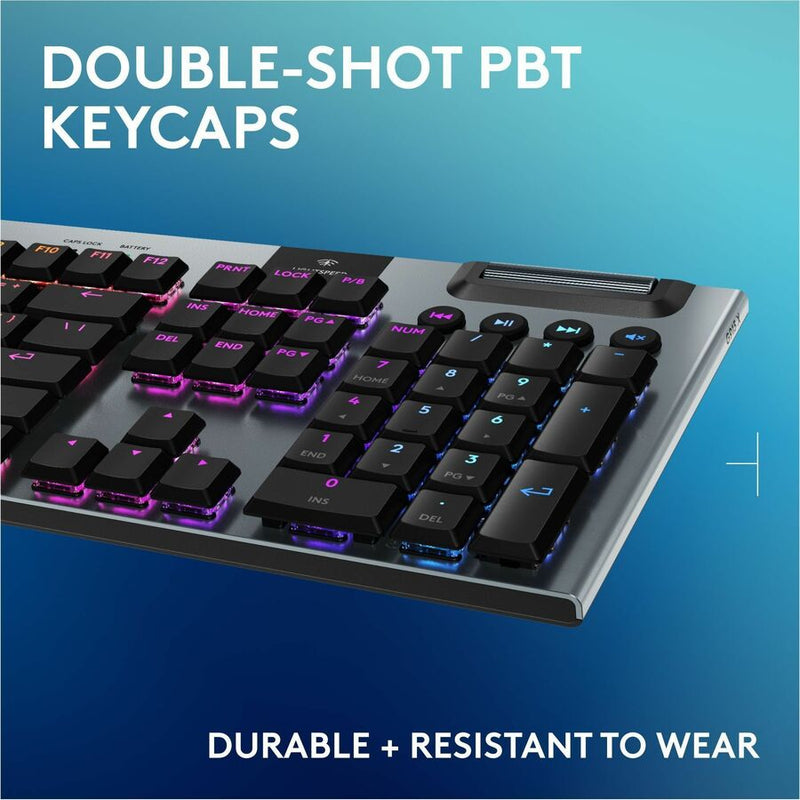 Logitech G915 X LIGHTSPEED Low-Profile Wireless Gaming Keyboard, Double-Shot PBT Keycaps, Fully Programmable Keys, RGB Backlighting, Sleek Aluminum Finishing, GL Blue Clicky Switches - PC/Mac