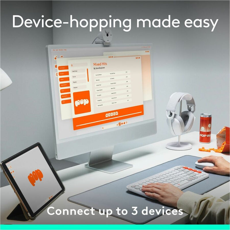 Logitech POP ICON KEYS Wireless Bluetooth Keyboard, Comfortable Typing, Programmable Keys, Easy-Switch Between up to 3 Devices (Graphite & Green)