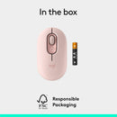 Logitech POP Mouse, Compact and Portable Wireless Bluetooth Mouse With Programmable Buttons and Quiet Clicks, Easy-Switch Between up to 3 Devices, Rose