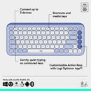 Logitech POP ICON KEYS Wireless Bluetooth Keyboard, Comfortable Typing, Programmable Keys, Easy-Switch Between up to 3 Devices (Lilac & Off-white)