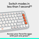 Logitech POP ICON KEYS Wireless Bluetooth Keyboard, Comfortable Typing, Programmable Keys, Easy-Switch Between up to 3 Devices (Off-white & Orange)