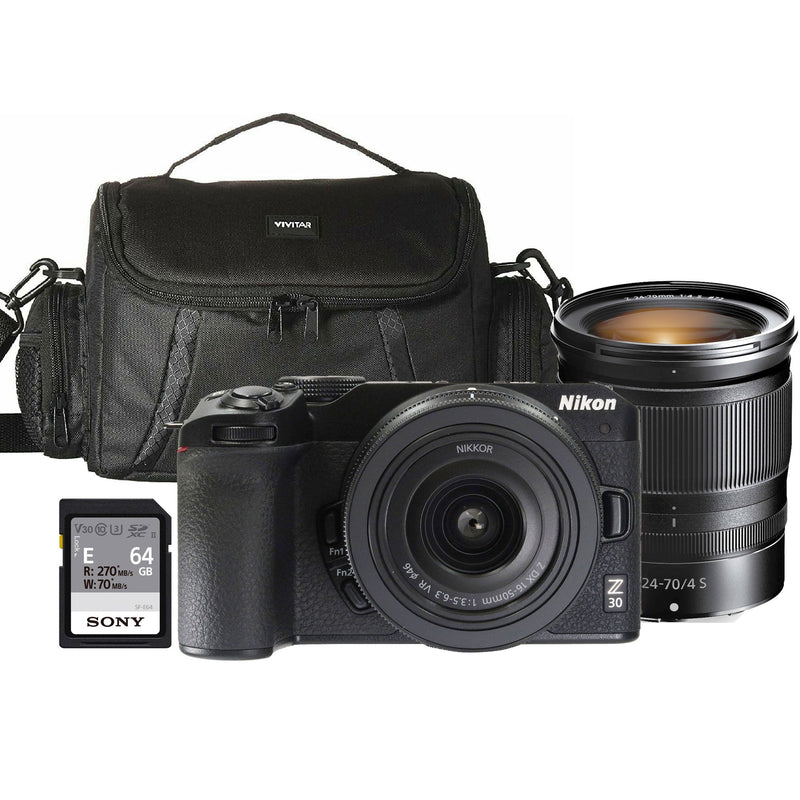 Nikon Z30 Mirrorless Camera with DX 16-50mm and Nikon Nikkor Z 24-70mm f/4 S Lens Bundle