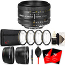 Nikon AF NIKKOR 50mm f/1.8D Lens for Nikon D7000 , D7100 , D7200 and D7500 with Accessories