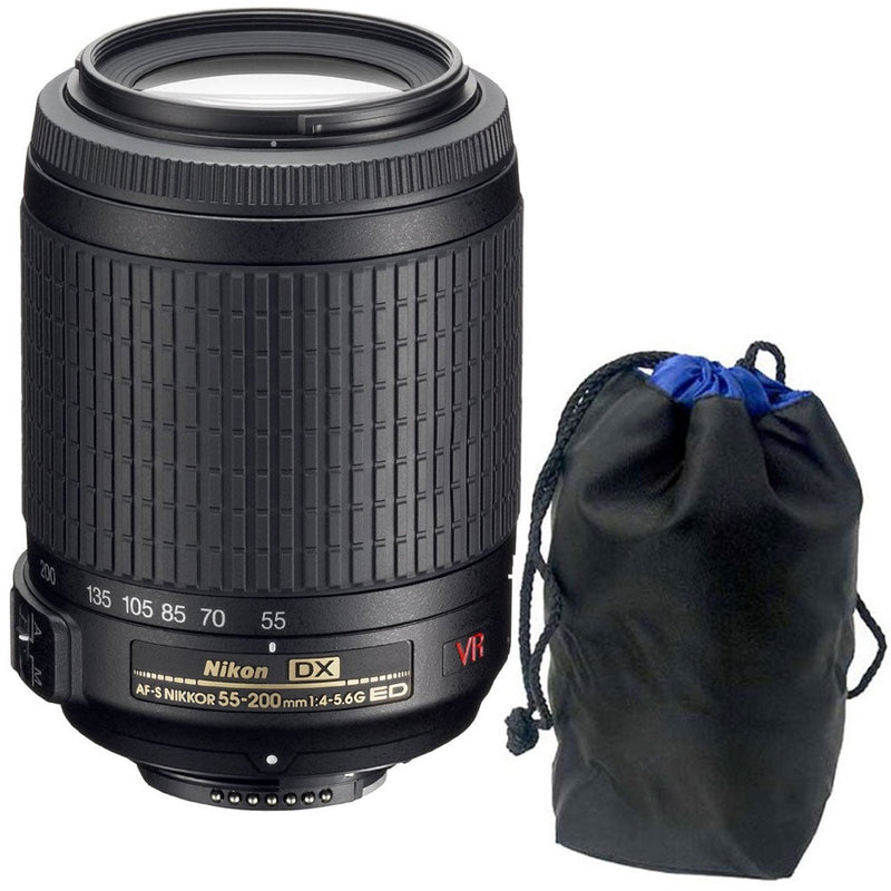 Nikon 55-200MM F/4-5.6 AF-S VR DX Lens with Lens Case for Nikon DSLR Cameras